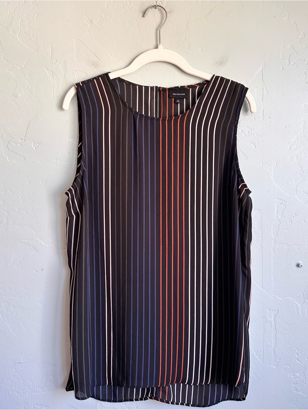 Who What Wear Sleeveless Striped Blouse Top Women's Large Contemporary Business